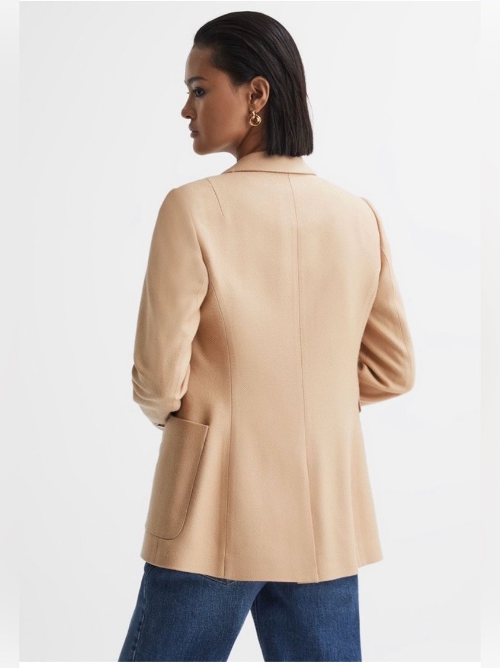 Reiss Larsson Double Breasted Twill Blazer in Light Camel US 10 - Picture 4 of 12